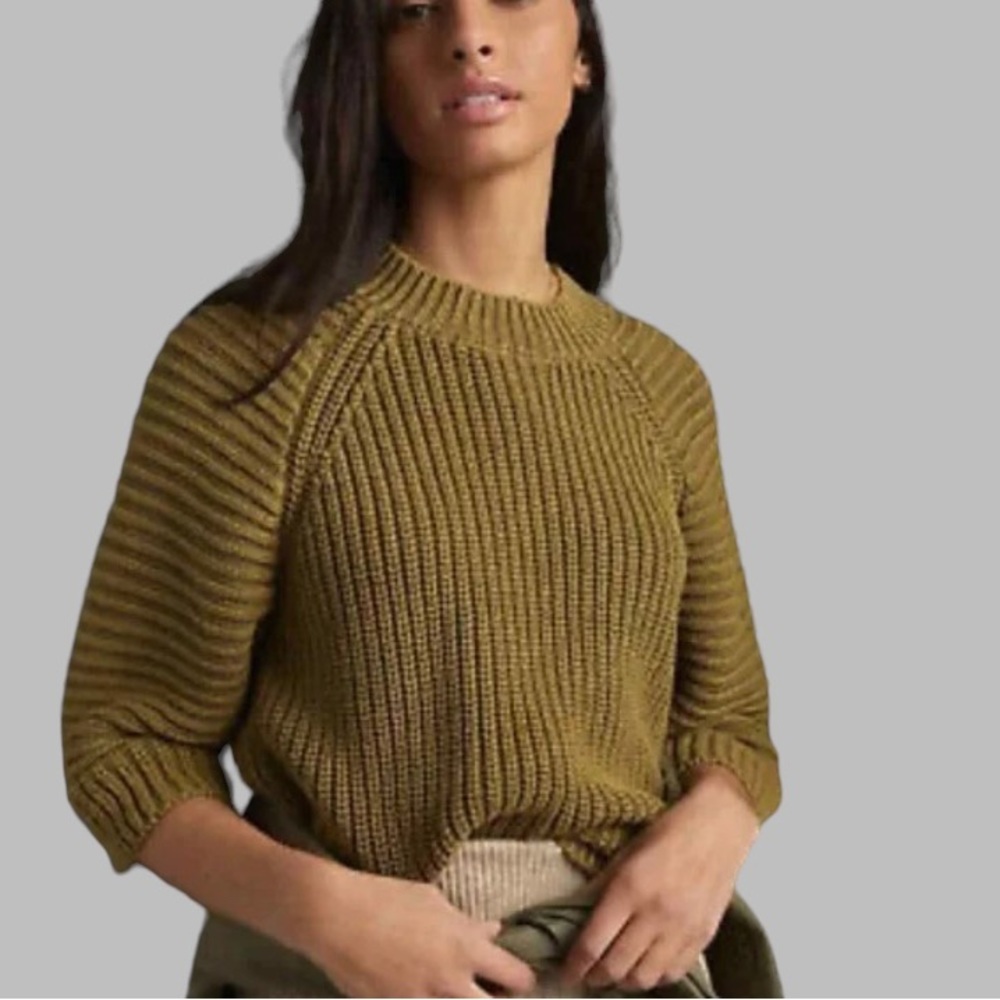 Maeve by Anthropologie Mackenzie Chunky Knit Sweater Moss Green Sz S